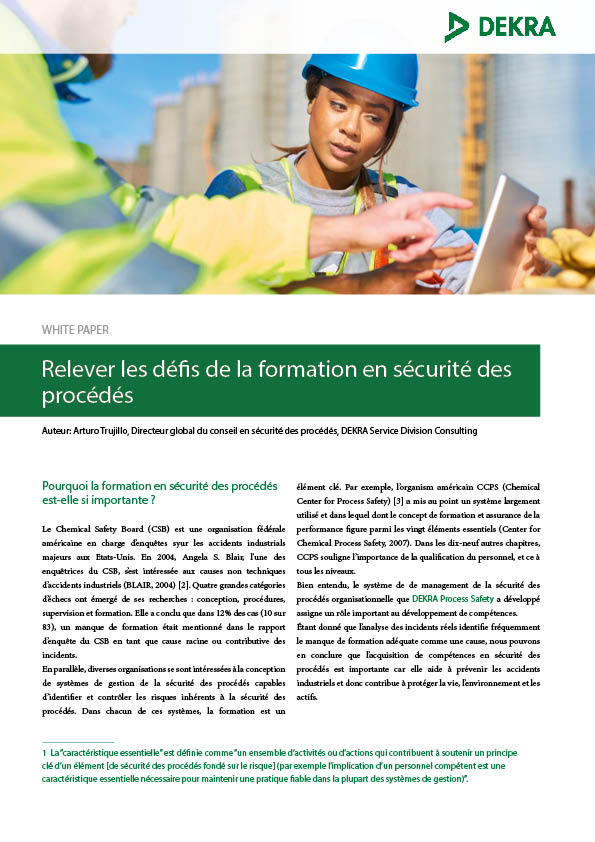 DEKRA White Paper Relever Les Defis De La Formation En Securite Des Procedes